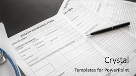  Presentation with health insurance - Theme consisting of health insurance form on table background and a  colored foreground