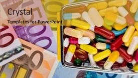  Presentation with health insurance - Audience pleasing slide set consisting of health insurance health care costs backdrop and a gold colored foreground