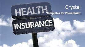  Presentation with health insurance - Amazing presentation having health insurance sign with clouds backdrop and a ocean colored foreground