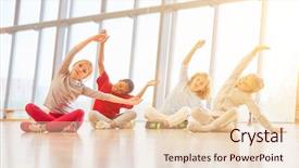  Presentation with school sport - PPT theme enhanced with health integration - children in elementary school do background and a lemonade colored foreground