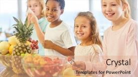  Presentation with school children - Amazing presentation theme having health integration - multicultural group of children backdrop and a coral colored foreground