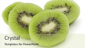  Presentation with kiwi fruit - Beautiful theme featuring health integration - sliced kiwi fruit isolated backdrop and a yellow colored foreground
