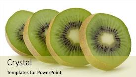  Presentation with kiwi fruit - Cool new PPT theme with health integration - sliced kiwi fruit isolated backdrop and a yellow colored foreground