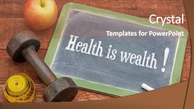  Presentation with tape measure - Presentation featuring health is wealth concept - slate background and a red colored foreground