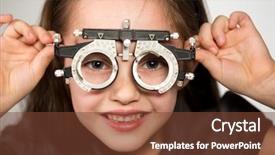 Presentation with eye - Amazing presentation theme having children eyes - young girl smiling while undergoing backdrop and a tawny brown colored foreground