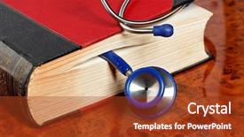  Presentation with medical law - Theme consisting of health law - blue stethoscope liegtn background and a tawny brown colored foreground