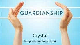  Presentation with law - PPT theme featuring health law - female hands with word guardianship background and a cool aqua colored foreground