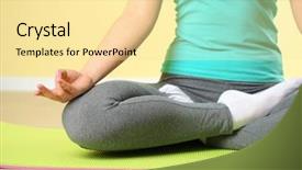  Presentation with bright - Audience pleasing PPT theme consisting of health life - hand yoga gesture on bright backdrop and a blonde colored foreground