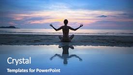  Presentation with yoga - Cool new slides with health life - silhouette of yoga woman meditating backdrop and a teal colored foreground