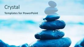 Presentation with seashore - PPT theme with health life - stack of round smooth stones background and a sky blue colored foreground