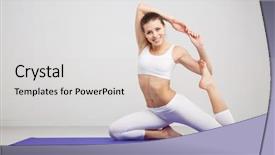  Presentation with stretching - Cool new slide deck with health life - woman doing stretching exercises backdrop and a light gray colored foreground