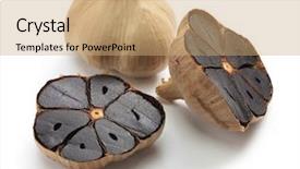  Presentation with garlic - Slides enhanced with health longevity - black garlic bulbs and cloves background and a coral colored foreground
