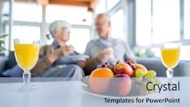 Presentation with senior couple - Beautiful PPT layouts featuring health longevity - blurred portrait of modern senior backdrop and a light blue colored foreground