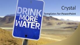  Presentation with eating fish and drink water from pollution oceans - Beautiful presentation theme featuring health longevity - drink more water sign backdrop and a light blue colored foreground