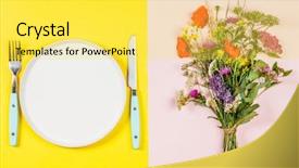  Presentation with pastel color - Presentation design enhanced with health longevity - flat lay of wild flower background and a yellow colored foreground