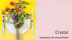 Presentation with wild flower - Presentation consisting of health longevity - flat lay of wild flower background and a lemonade colored foreground