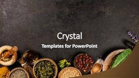 Presentation with phytotherapie set healing herbs dried - PPT layouts with health longevity - flat lay of wild healing background and a dark gray colored foreground
