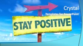  Presentation with positive attitude optimistic life - Amazing PPT theme having health longevity - stay positive sign with beach backdrop and a cobalt blue colored foreground