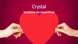  Presentation with heart health - PPT theme enhanced with health love and relationships concept - closeup of couple hands with big red heart background and a dark gray colored foreground