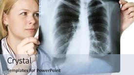  Presentation with xray - Cool new theme with health lungs - doctor examining a lung xray backdrop and a light blue colored foreground
