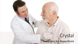  Presentation with physician - Colorful PPT theme enhanced with health lungs - senior man being examined backdrop and a lemonade colored foreground