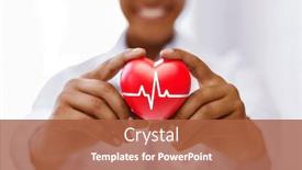  Presentation with african charity - Presentation design featuring health medicine and charity concept - african american female doctor holding red heart with ecg line background and a red colored foreground