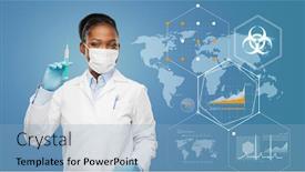  Presentation with medical face mask - Cool new presentation with health-medicine-and-pandemic-concept backdrop and a light blue colored foreground