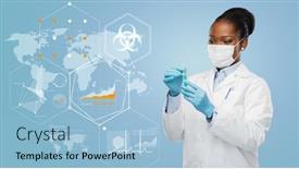  Presentation with medical face mask - Slides enhanced with health-medicine-and-pandemic-concept background and a light blue colored foreground