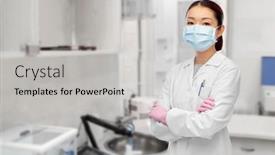  Presentation with hospital mask - Audience pleasing slide deck consisting of health-medicine-and-pandemic-concept backdrop and a light gray colored foreground