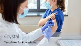  Presentation with medical worker - Colorful theme enhanced with health-medicine-and-pandemic-concept backdrop and a light blue colored foreground