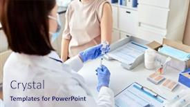  Presentation with female hospital patient - Colorful PPT theme enhanced with health-medicine-and-pandemic-concept backdrop and a  colored foreground