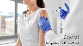  Presentation with female hospital patient - Slide deck having health-medicine-and-pandemic-concept background and a  colored foreground