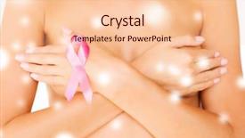  Presentation with breast cancer awareness - PPT theme with health medicine beauty concept - naked woman with breast cancer awareness ribbon background and a lemonade colored foreground