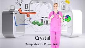  Presentation with mature female surgeon - Slide deck having health money - composite image of confident young background and a sky blue colored foreground