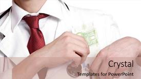  Presentation with floating dollar bills - Presentation consisting of health money - doctor with 100 dollars bills background and a coral colored foreground