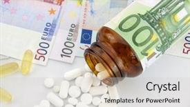  Presentation with health cost - Beautiful presentation theme featuring health money - medicine cost backdrop and a  colored foreground