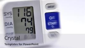  Presentation with blood pressure - Slides having health numbers - closeup of blood pressure monitor background and a light blue colored foreground