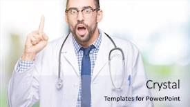  Presentation with doctor asian obese - Colorful presentation theme enhanced with health numbers - handsome young doctor man backdrop and a sky blue colored foreground