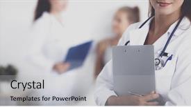  Presentation with female feticide - Slide set featuring health nurse work - smiling female doctor background and a light gray colored foreground