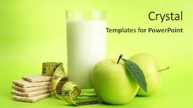  Presentation with green glass - Amazing PPT layouts having health nutrition - glass of kefir apple crispbreads backdrop and a blonde colored foreground