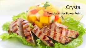  Presentation with breast cancer free - Audience pleasing presentation theme consisting of health nutrition - grilled chicken breast with fresh backdrop and a blonde colored foreground