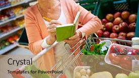  Presentation with product - Beautiful theme featuring health nutrition - image of senior woman looking backdrop and a coral colored foreground