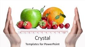  Presentation with fresh fruits salad on white - Colorful PPT layouts enhanced with health nutrition - summer fresh fruits isolated backdrop and a sky blue colored foreground
