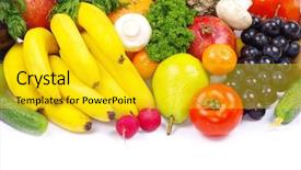  Presentation with fruits - Colorful slide set enhanced with health nutrition - vegetables and fruits on white backdrop and a yellow colored foreground