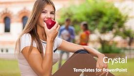  Presentation with nutrition - Amazing slides having health nutrition - woman eating an apple outdoors backdrop and a coral colored foreground