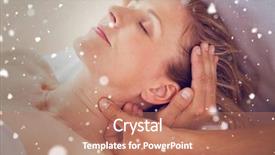  Presentation with snow - PPT theme featuring health patient falling - snow against woman receiving neck background and a  colored foreground