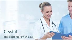  Presentation with digital health - PPT layouts having health people - digital composite of doctors looking background and a sky blue colored foreground