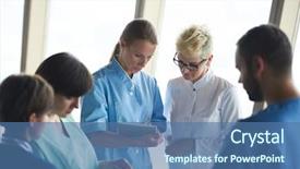  Presentation with doctor in hospital health insurance related icons healthcare person saving medical - Presentation theme with health people - group of medical staff background and a ocean colored foreground