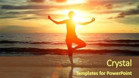  Presentation with being a single woman - Beautiful presentation design featuring health people - young woman practicing yoga backdrop and a tawny brown colored foreground