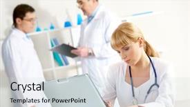  Presentation with planning - Presentation theme enhanced with health plan - photo of serious nurse background and a sky blue colored foreground